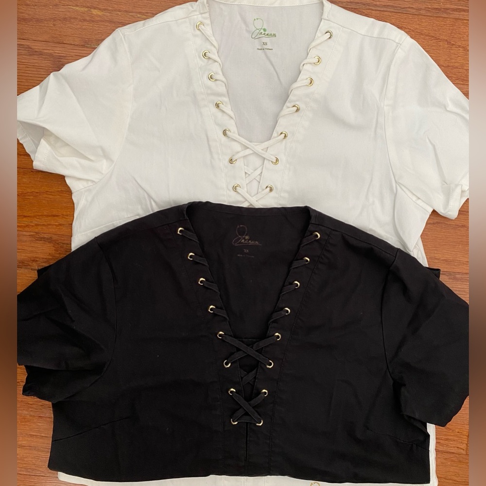 Set of 2 Jaanuu Lace-Up Scrub Tops